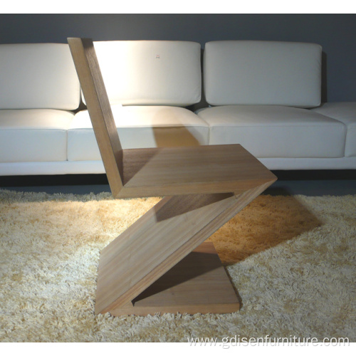 Modern Room Furniture Zigzag Z Shape Wooden DiningChair